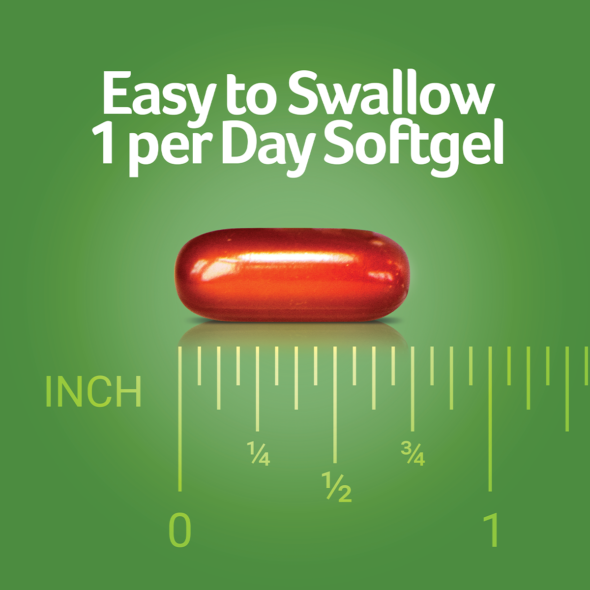 easy to swallow 1 per day softgel 3/4 inch long